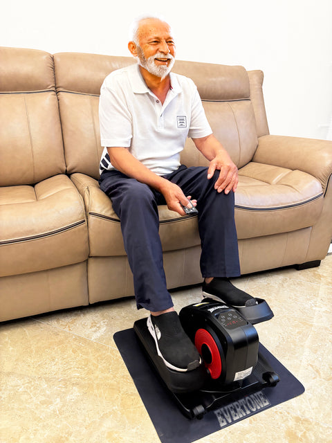 Evertone B-Motion Elite -Telescopic Handle With Built-In Wheels & Mat, Underdesk Elliptical Motion Leg Excerciser