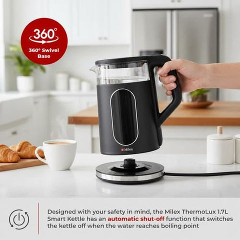 Milex ThermoLux 1.7L Smart Kettle – 2200W Digital Temperature Control Glass Kettle