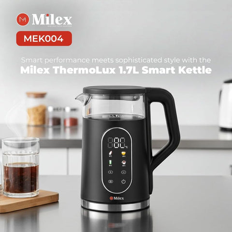 Milex ThermoLux 1.7L Smart Kettle – 2200W Digital Temperature Control Glass Kettle