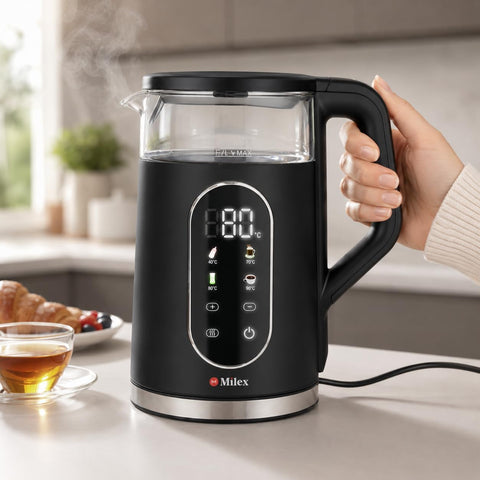 Milex ThermoLux 1.7L Smart Kettle – 2200W Digital Temperature Control Glass Kettle