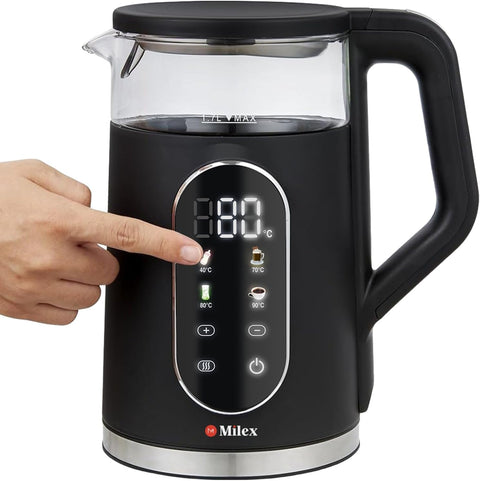 Milex ThermoLux 1.7L Smart Kettle – 2200W Digital Temperature Control Glass Kettle