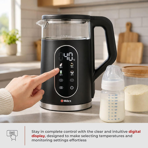 Milex ThermoLux 1.7L Smart Kettle – 2200W Digital Temperature Control Glass Kettle