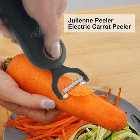 5-in-1 Blade Electric Peeler with Booklet Recipe and Oil Brush Red