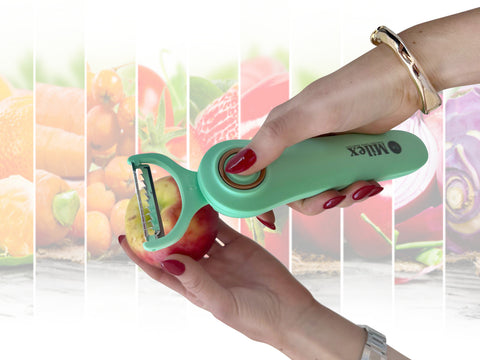5-in-1 Blade Electric Peeler with Booklet Recipe and Oil Brush Red
