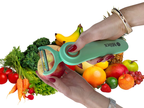 5-in-1 Blade Electric Peeler with Booklet Recipe and Oil Brush Red