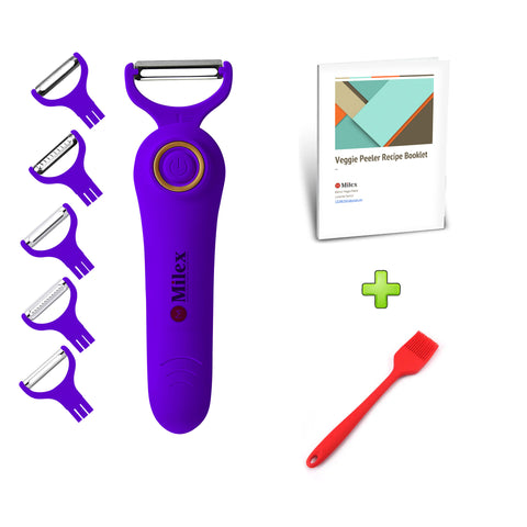 5-in-1 Blade Electric Peeler with Booklet Recipe and Oil Brush Red