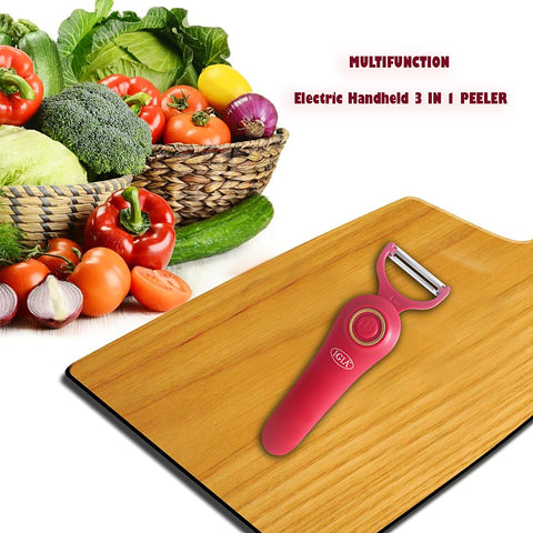 5-in-1 Blade Electric Peeler with Booklet Recipe and Oil Brush Red