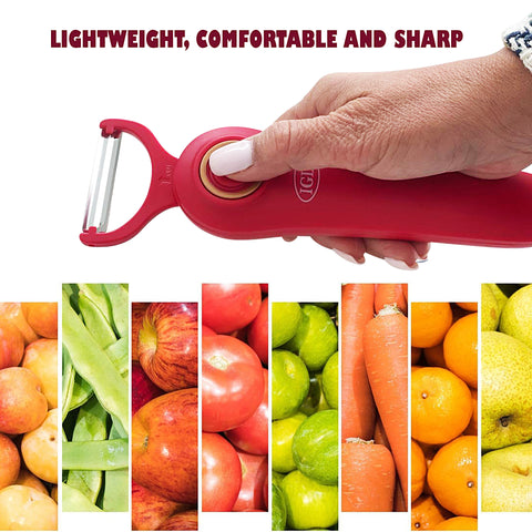 5-in-1 Blade Electric Peeler with Booklet Recipe and Oil Brush Red