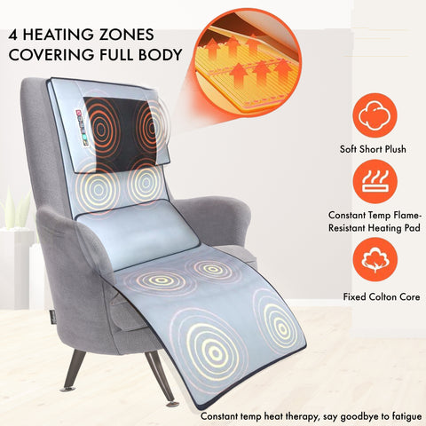 VibroSage Ergonomic Massage Cushion with Heated Neck Rollers & 10-Point Vibrating Massage – Grey