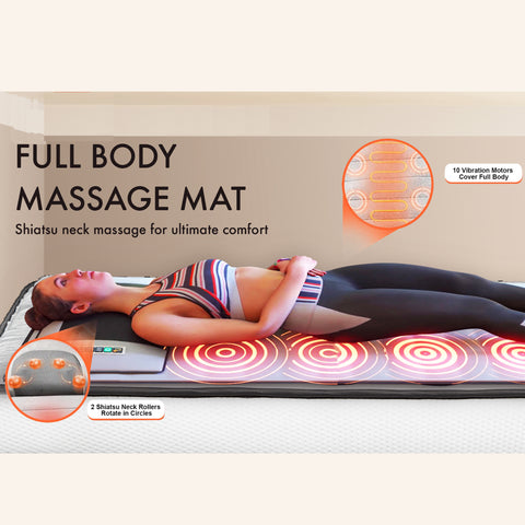 VibroSage Ergonomic Massage Cushion with Heated Neck Rollers & 10-Point Vibrating Massage – Grey