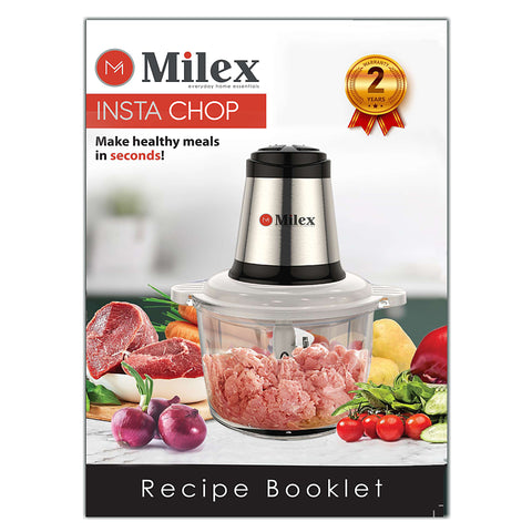 Milex Insta chop elite with 39-page recipe booklet included, 4-layer stainless steel blade , turbo 300W