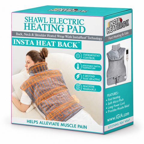 INSTA HEAT BACK Fast Heating, Soft Micro-Plush, Long Power Cord,  Provides Muscle Relief.