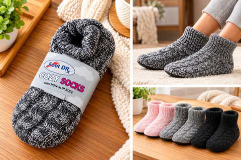 FOOT DR COZY SOCKS -ANKLE SOCKS WITH NON-SLIP SOLE