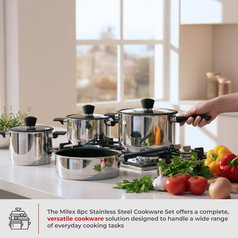 Milex 8pc Stainless Steel Cookware Set