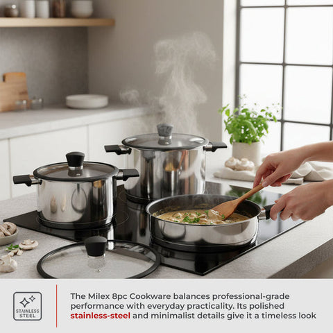 Milex 8pc Stainless Steel Cookware Set