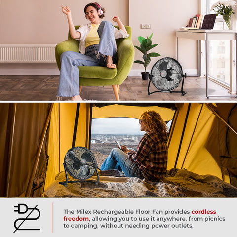 Milex Rechargeable Floor Fan 12"
