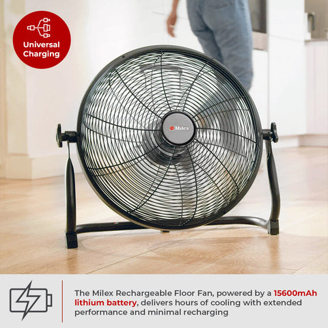 Milex Rechargeable Floor Fan 12"