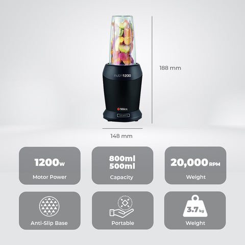 Milex Nutri 1200 Blender - Black
