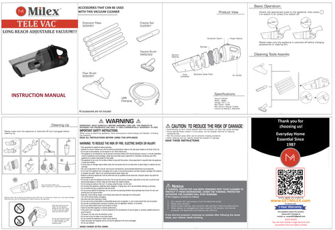MILEX TELE VAC -Long-Reach 7-Foot Arm